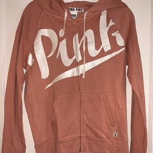 Size Small PINK hoodie with pearl writing!
